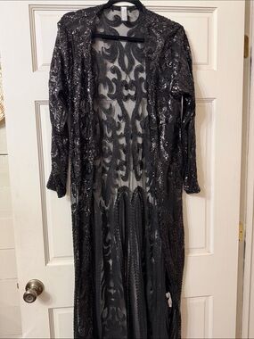 Black Sequined Sheer Embellished Overlay
